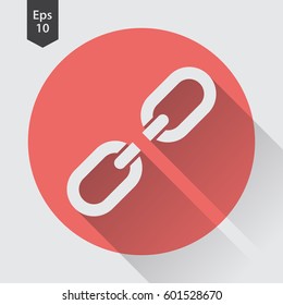 Broken Chain Link Flat Icon. Simple Sign. Vector Illustrated Symbol