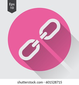 Broken Chain Link Flat Icon. Simple Sign. Vector Illustrated Symbol