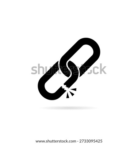 Broken chain link icon. Hyperlink damage symbol. Website error sign