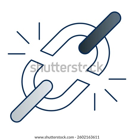 Broken Chain Link Icon. Security Breach, Weak Link Concept. Illustration for Vulnerability Concept.
