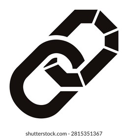 A broken chain link icon symbol on a white background, representing freedom or separation