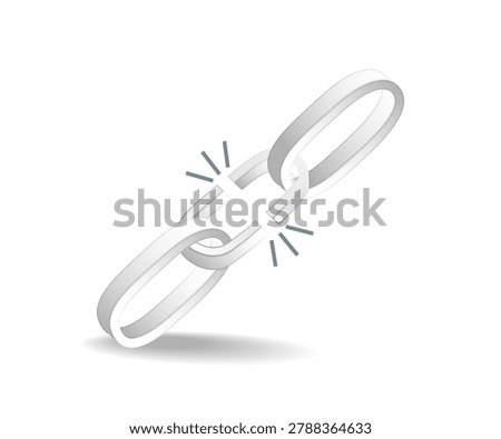 Broken Chain Link Icon Symbol of Weak Connection and Network Failure Illustration