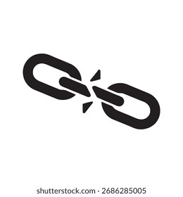 Symbol für zerbrochene Kettenglieder, das die Trennung der Freiheit symbolisiert, und eine Unterbrechung der Verbindung, die Unabhängigkeit und Systemverwundbarkeit darstellt