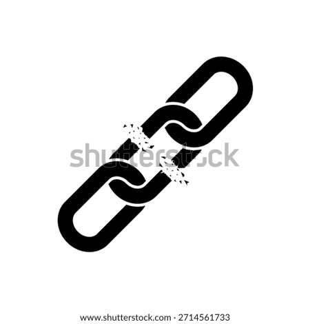 Broken chain link icon. Unlink, connection lost, separation concept symbol