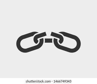 Broken chain link icon vector. Concept demage connection or join in business. Disconnect symbol isolated on white background.