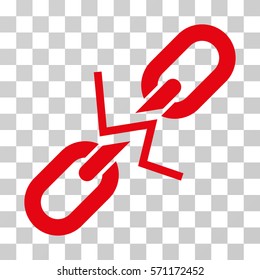 Broken Chain Link icon. Vector illustration style is flat iconic symbol, red color, transparent background. Designed for web and software interfaces.