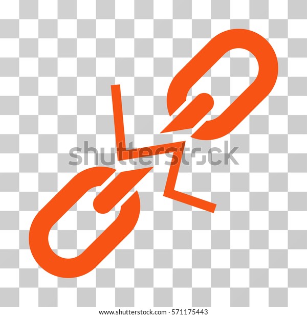 Broken Chain Link icon. Vector illustration\
style is flat iconic symbol, orange color, transparent background.\
Designed for web and software\
interfaces.