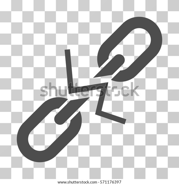 Broken Chain Link icon. Vector illustration\
style is flat iconic symbol, gray color, transparent background.\
Designed for web and software\
interfaces.