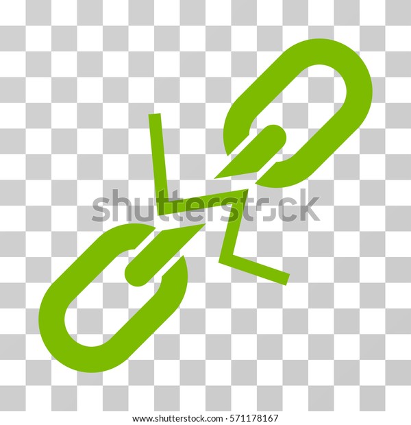 Broken Chain Link icon. Vector\
illustration style is flat iconic symbol, eco green color,\
transparent background. Designed for web and software\
interfaces.