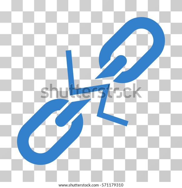 Broken Chain Link icon. Vector illustration\
style is flat iconic symbol, cobalt color, transparent background.\
Designed for web and software\
interfaces.