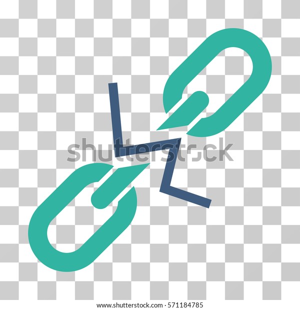 Broken Chain Link icon.\
Vector illustration style is flat iconic bicolor symbol, cobalt and\
cyan colors, transparent background. Designed for web and software\
interfaces.