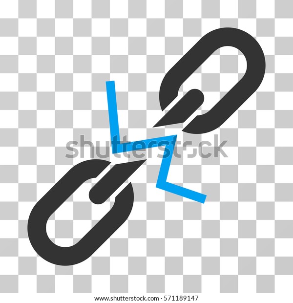 Broken Chain Link icon.\
Vector illustration style is flat iconic bicolor symbol, blue and\
gray colors, transparent background. Designed for web and software\
interfaces.