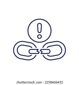 Icono de línea de enlace de cadena rota