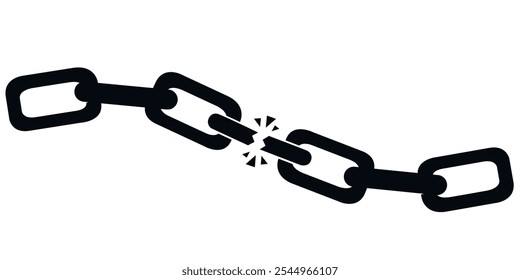 Corrente quebrada simbolizando fraqueza ou separação.