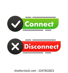 Broken chain link or trip line icon and healthy link, deviation, accepted. Connect, Disconnect. Editable strokes. Button for apps and websites. Vector illustration