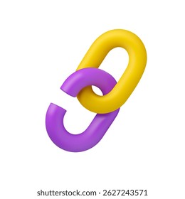Broken chain link vector 3d icon. Unlink concept. Cartoon disconnect or weakness illustration.