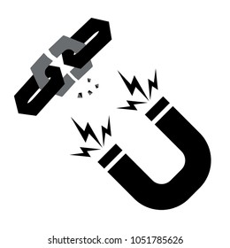 Broken chain link vector icon magnet sign