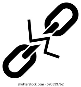 Broken Chain Link vector icon. Flat black symbol. Pictogram is isolated on a white background. Designed for web and software interfaces.