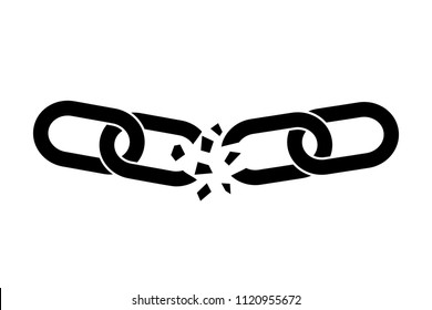 Broken chain links. concept of failure of the collapse of business. vector illustration