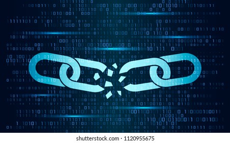Broken chain links. concept of failure of the collapse of business. vector illustration