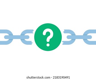 broken chain with question mark like solution icon. flat trend modern simple inquiry logo design web element isolated on white. concept of query sign or request symbol or social network crash