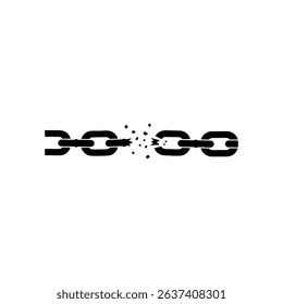 Broken chain silhouette icon vector flat design.