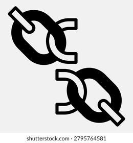 Broken chain solid icon, connection concept. Vector graphics. Chain with cells sign glyph style icon for mobile or web design