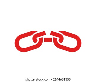 Broken Chain As A Symbol Of The Change Of Slavery To Freedom. Red Icon Isolated.