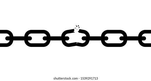 Broken chain vector design illustration isolated on white background