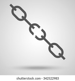 Broken chain. Vector illustration. Symbol of fiasco, bad luck, crash or the failure of the operation. Links of the chain on a light background.