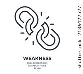 Broken chain or weakness concept editable stroke outline icon isolated on white background flat vector illustration. Pixel perfect. 64 x 64.	