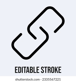 Broken chain or weakness concept, editable stroke outline icon isolated on white background.