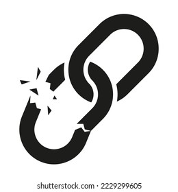 Icono de cadena rota o debilidad. Ilustración vectorial de conexión rota