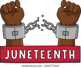 Broken Chains Juneteenth Cartoon Colored Clipart