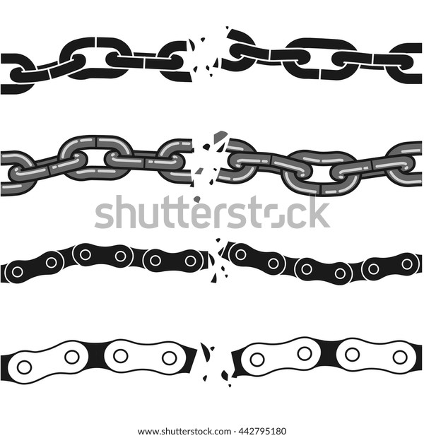Broken Chains Set Isolated Vector Graphics Stock Vector (Royalty Free