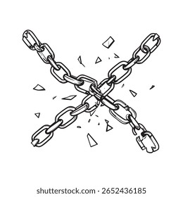 Broken Chains Vector Illustration Representing Freedom Liberation and Breaking Boundaries 