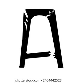 Broken chair on white background. Benches that have not been used for a long time look fragile.