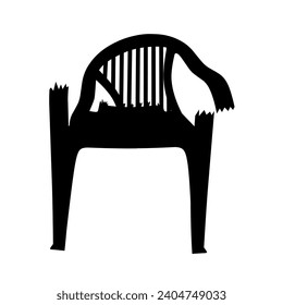 Broken chair vector on white background. Sitting benches that are no longer suitable for use and are dangerous to use.