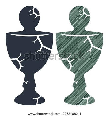 Broken chalice or cracked cup symbol represents fragility weakness and damaged items