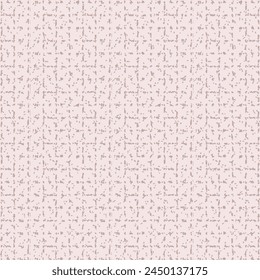 Broken check pattern. Sheet of light purple paper with specks and crossed interrupted lines. Lilac textile fabric. Abstract vector.