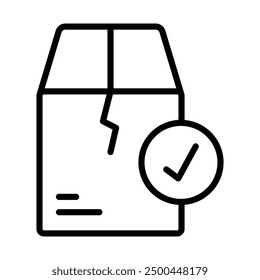 Broken checkbox quality icon line in trendy style