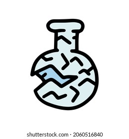 broken chemical flask color vector doodle simple icon