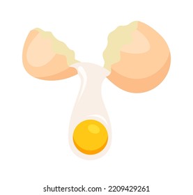 Ilustración plana de huevo de pollo roto