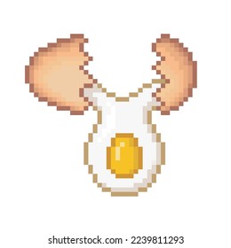 Broken chicken egg, food pixel art