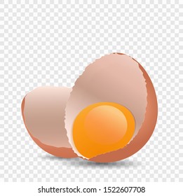 Broken chicken egg on an isolated background
