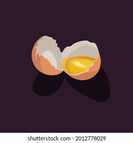 Broken chicken egg, vector graphics