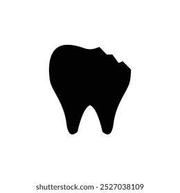 Ícone de dente lascado quebrado. Dor de dente. Tratamento dentário, odontologia, conceito de saúde dentária.