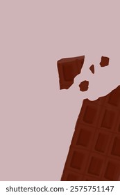 Broken chocolate bar background wallpaper Stylish background made of hand-drawn materials Valentine's Day