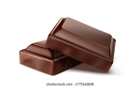 Broken chocolate bar. Isolated on white background. Vector illustration