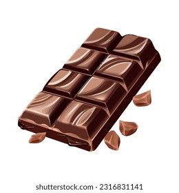 Broken chocolate bar stack, sweet refreshment snack icon isolated